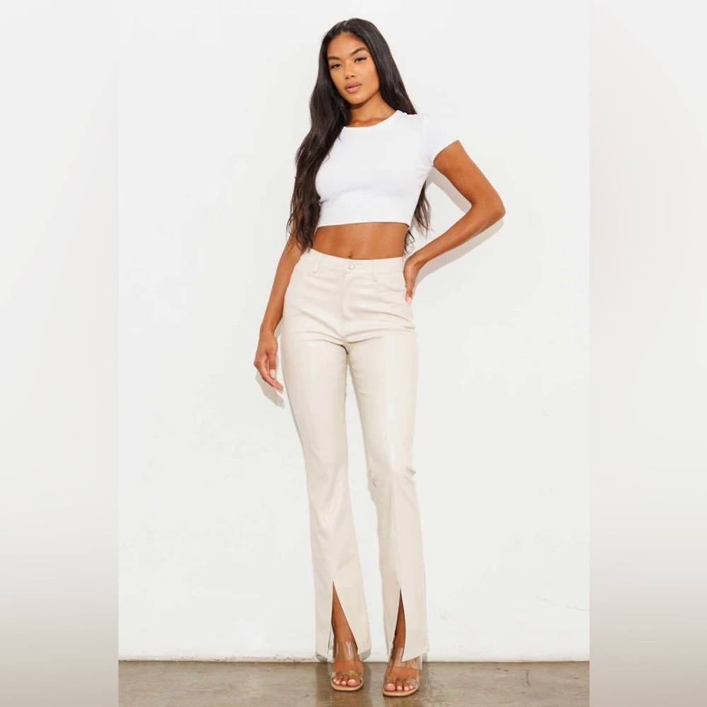 Cream leather pants in size 7